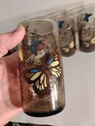 Anchor Hocking Butterfly Garden Tea Water 12oz Glass Tumblers Set of 4 Vtg Cool