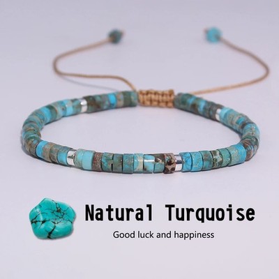 Natural Turquoise Dainty Bracelet Blue Gemstone Minimalist Healing Jewelry Gift