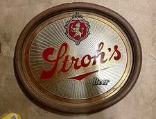 Miroir mural ovale Stroh's Breweriana décoration de bar à bière de collection