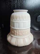 Vintage Milk Glass 1930s Pendant Light Shade Brown Trim Edge 2.25" Fitter 5" T