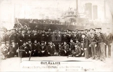 Japanese Battleship Katori & Crew Birkenhead UK April 1906 RPPC Postcard COPY