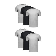 6pack Mens Pocket T-shirt,Moisture-Wicking Cotton Crewneck Tees Small Black/Grey