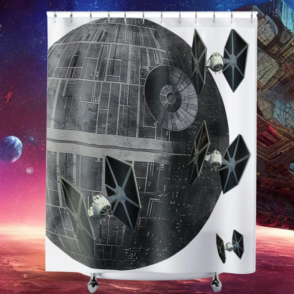 Cortina de Ducha Espacio Galáctico - Decoración de Baño de Ciencia Ficción, Regalo Inspirado en Star Wars, Foto 2 de 4