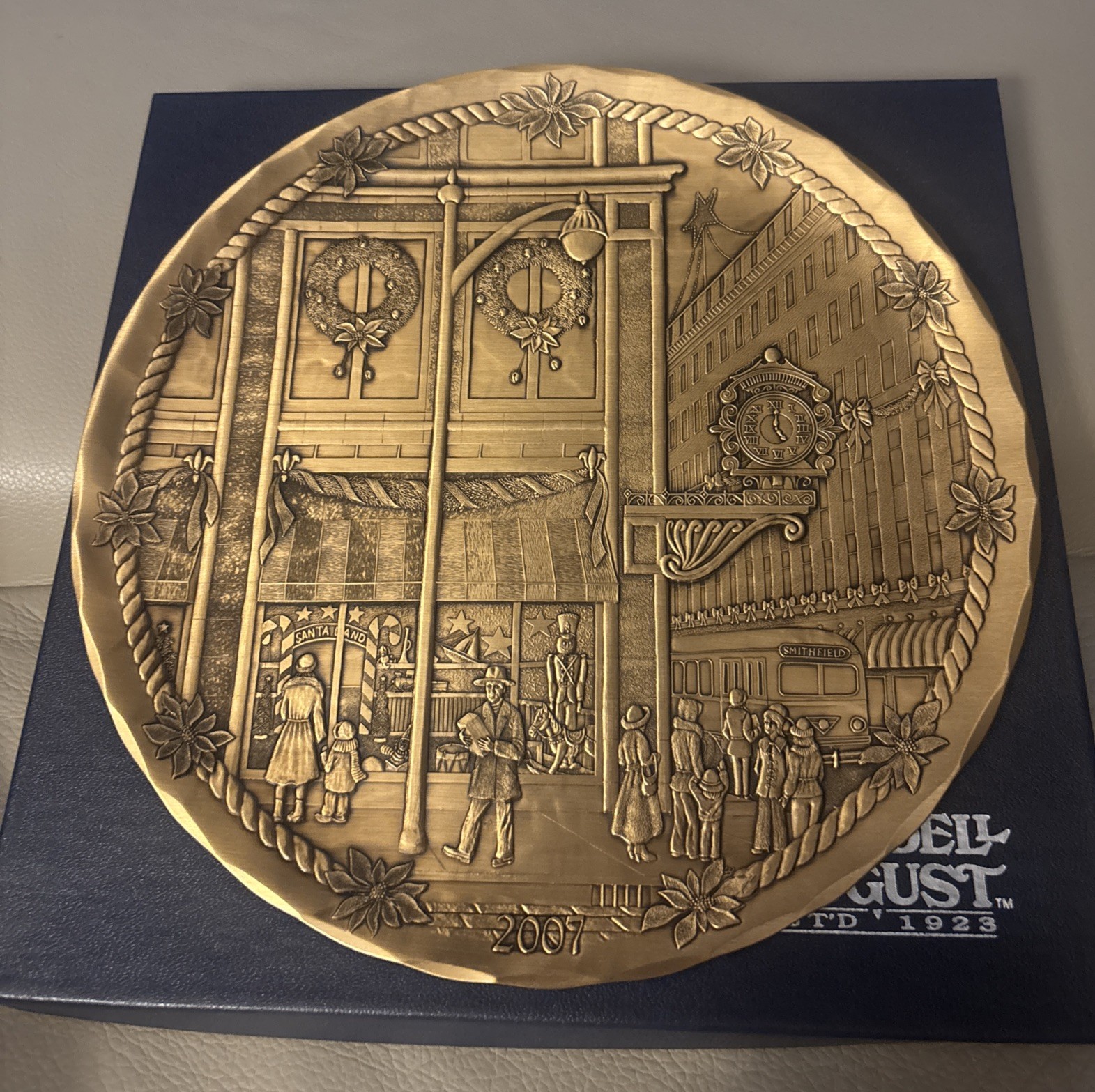 WENDELL AUGUST FORGE CHRISTMAS PLATE LIMITED EDITION BRONZE 2007