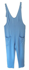 Sleeveless Scoop Back Jumpsuit/Patch Pockets/Silver Ring Straps-S, powder blue