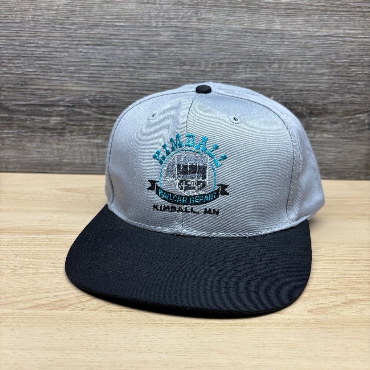 Vintage Kimball Railcar Repair Hat Cap Snap Back Gray Black