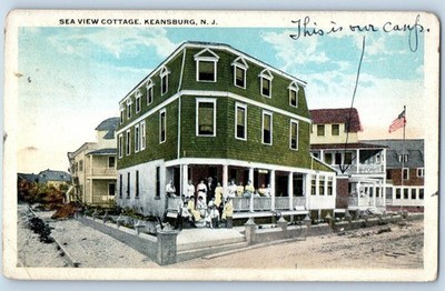 c1921 Keansburg New Jersey NJ Vintage Postcard Sea View Cottage Building Posted
