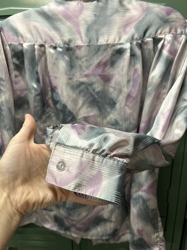 Vintage Pastel Patterned Blouse Shiny Finish - Picture 9 of 11
