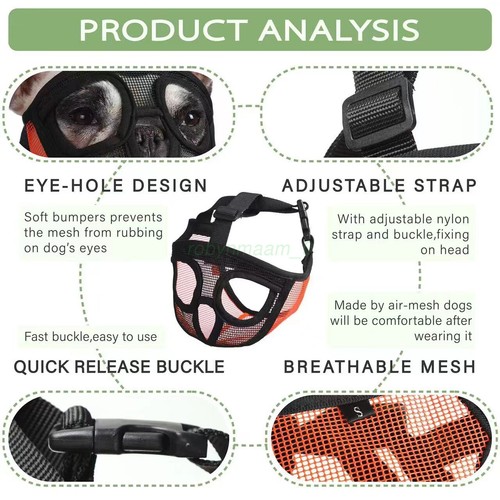 NEW HOT Pet Dog Muzzle for English Bulldog and Other Dogs with Short Snout Gift - Picture 11 of 24