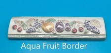 Hand-Painted Aqua  Italian Border Tiles  Pack of 2  20cm Each  Fruit Design 