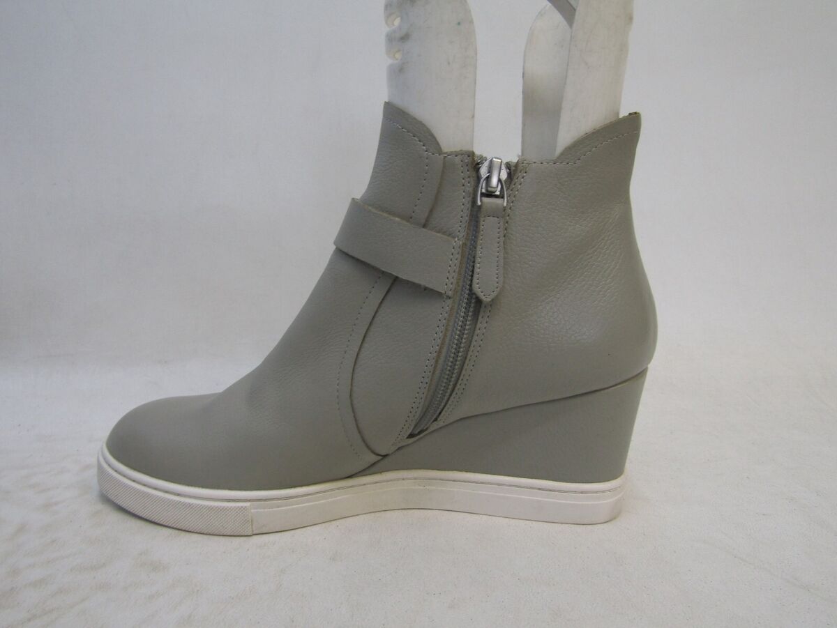 L. Paolo Womens Sz 8 M Gray Leather Wedge Zip Ankle Fashion L. Paolo Womens Sz 8 M Gray Leather Wedge Zip Ankle Fashion