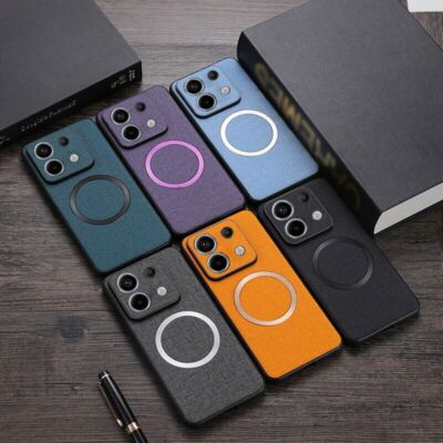For Xiaomi Poco M6 Pro X6 Redmi Note 13 Nylon Cloth Magnetic Magsafe Case Cover