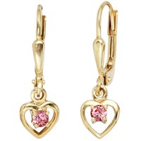 Ohrringe OhrhäNger Herz Herzen Mit Glassteinen, 333 Gold Gelbgold, Ohrschmuck