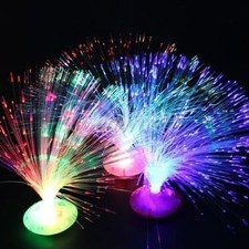 LAMPADA TAVOLO VINTAGE ARREDAMENTO CROMOTERAPIA LUCE LED RGB NOTTE FIBRA OTTICA