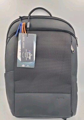 Bopai Slim Genuine Leather Laptop Black Business Backpack USB Charging Port