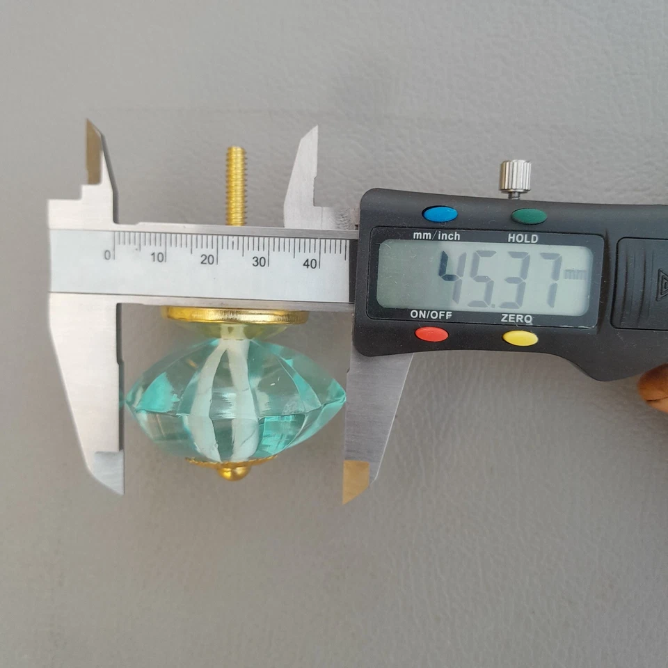 Perilla de cajón de vidrio corte azul mar floral vintage tirador hecho a mano 2 piezas Foto 4 de 4