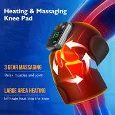 3 in 1 Compression Knee Massager Heat Vibration Shoulder Elbow Brace Pain Relief