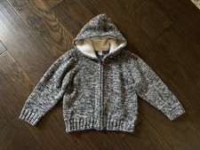 Carter's Sherpa Lined Hooded Kids Sweater Jacket Size 5, EUC