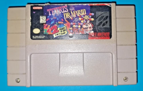 Tetris & Dr. Mario (Super Nintendo Entertainment System, 1994) tested/works