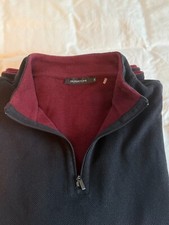 BUGATCHI Soft Cotton Quarter Zip Sweater -Black- Men  s Size XL Red Inner Fabric