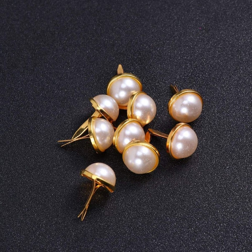 100pcs Metal Mini Brads Gold Metal Brads Pearl Brads DIY Clothing eBay