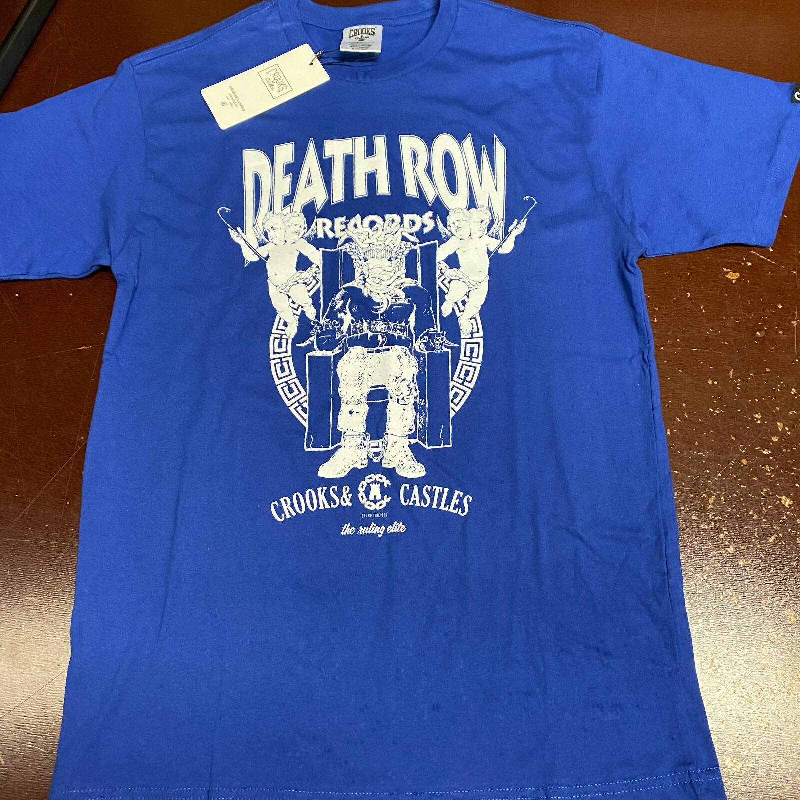 FILA T shirt maglione manica corta Crooks & Castles uomo blu Death Row Records taglia M