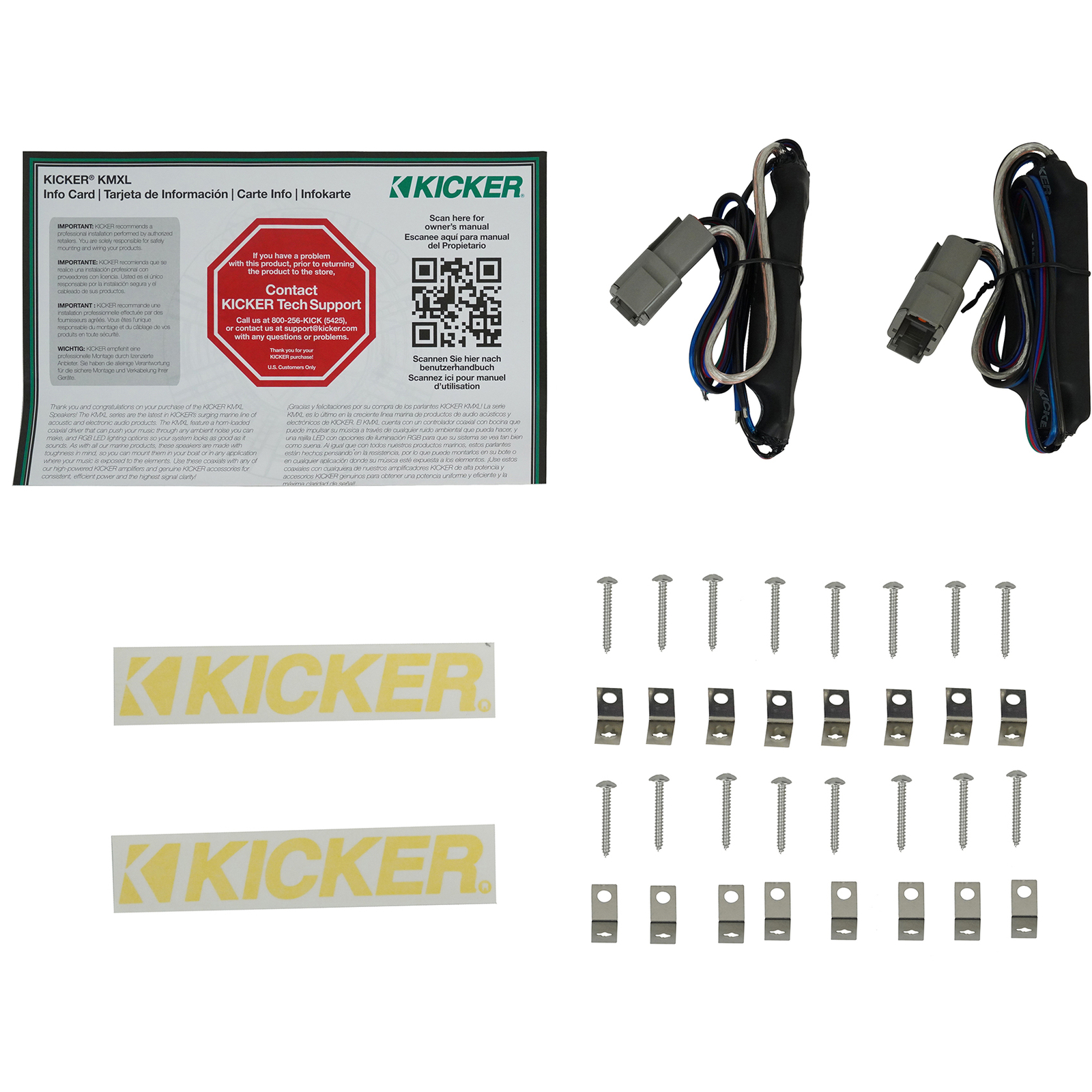 Пара динамиков KICKER 48KMXL84 8 500 Вт Морские белые колонки для вейкборда со светодиодной подсветкой KMXL8