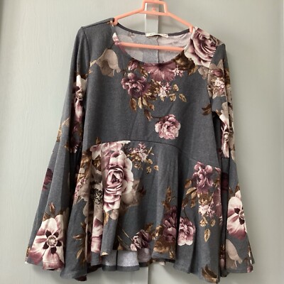 Rokoko Women s Blouse Size Medium Blind Date Top Floral Bell Sleeves New