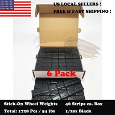 1728 Pcs 1/2oz Black Stick On Wheel Balance Weights Adhesive Tape 54 Lbs