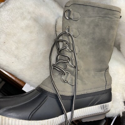 Marley Lilly Women US 7M Gray Winter Lined Duck Boots Monogram W