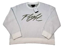 NIKE AIR Jordan Flight Heritage Crew Sweater White Men's Size LG FD7389 133 NWT