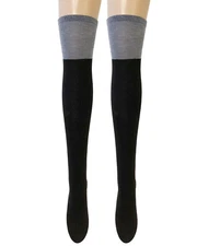 Wrapables Women's Two-Tone Knee High Boot Socks, Gray and Black