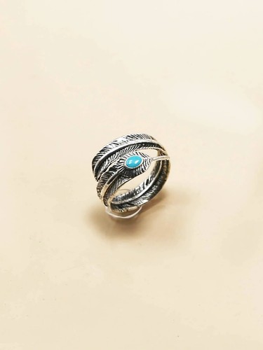 Anello con piuma per uomo colore argento Diametro: 1.84 cm - Foto 2 di 3