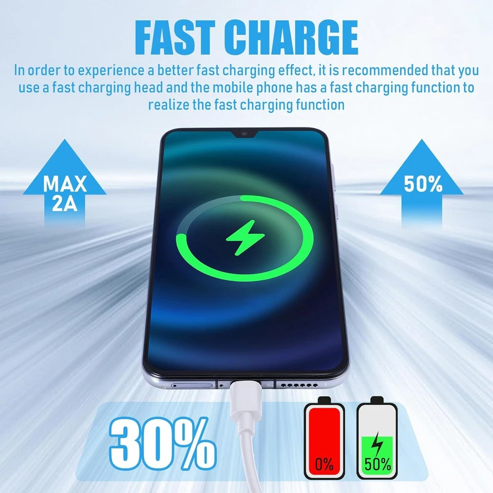 3/6ft Micro USB Fast Charging Cable Cord For Samsung Android Phone Charger LOT - Image 4 of 4