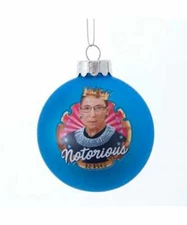 NOTORIOUS RBG Ruth Bader Ginsburg Glass Ball Christmas Ornament by Kurt Adler