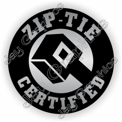 3 - Zip Tie Certified Funny Silver Construction Helmet Hard Hat Safety Stickers