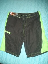  1220 NWT New Hang ten Board Shorts Surf Boardshorts black Green Training 30