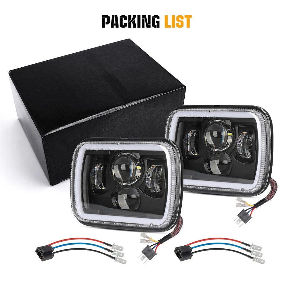 E-Geprüft 5x7 7x6 LED Scheinwerfer für Jeep Wrangler YJ Cherokee XJ Ford Chevy - Bild 4 von 4