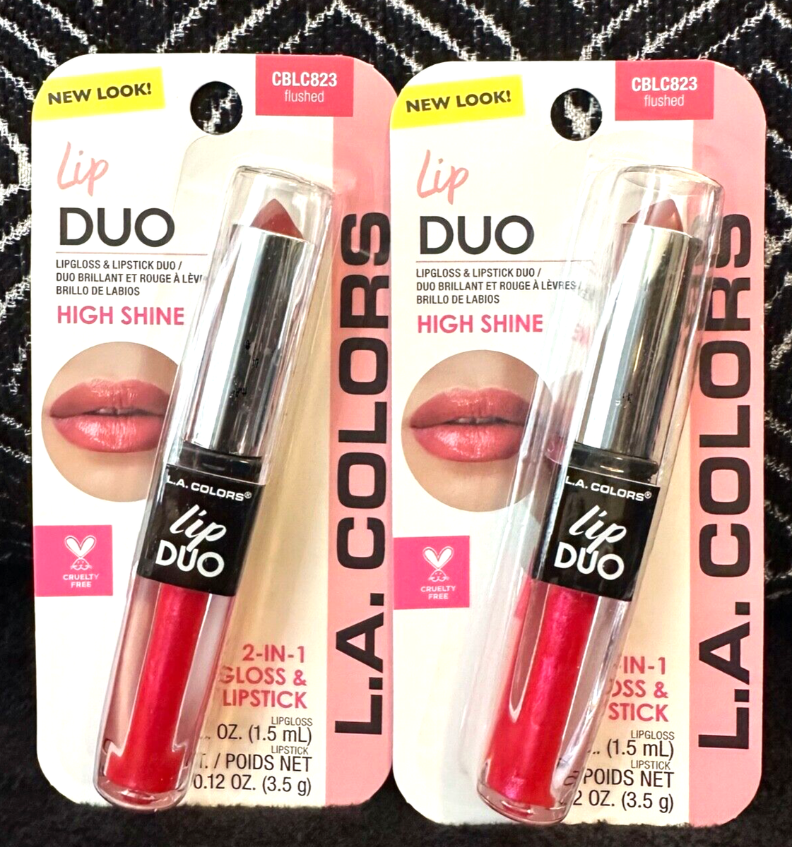 🌺2pk LA COLORS LIP DUO FLUSHED RED CBLC823 CANDY SCENT LIPSTICK