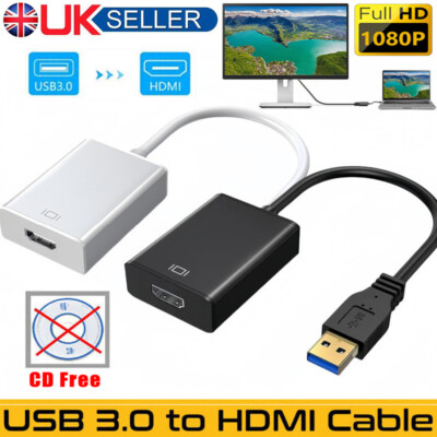 USB 3.0 to HDMI Adapter Cable Male to Female Video 1080P PC For HDTV CD ...