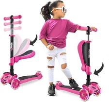 3-Wheel Scooter for Kids w/LED, Adjustable, Foldable - Ages 1-14