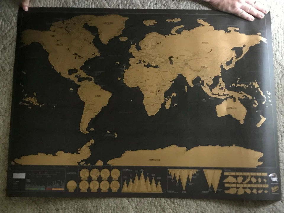 Scratch Off World Map Poster Open Tube Unscratched 23" x 32" Luckie's Of London - Image 3 of 4