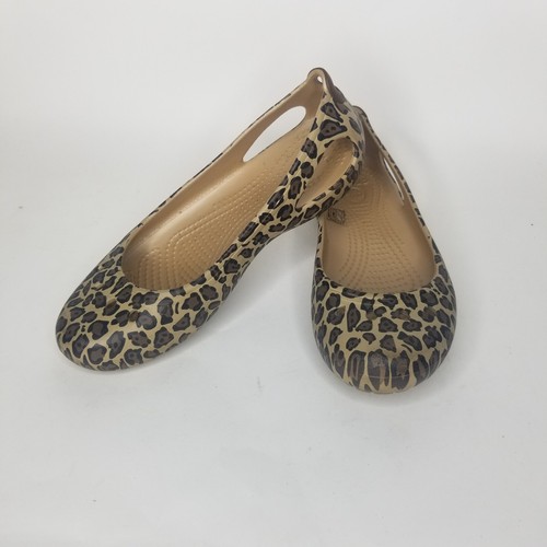 Crocs Kadee Damen Gepard Leopard Tierdruck Ballerinasuhe Komfort Freizeit Gr. 6