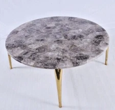 24"x24" Smoky Quartz Agate Round Sofa Coffee Center table Top Hallway Decor Arts