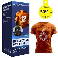 QOMOLANGMA 24in x 16.4ft Reflective DTF Film Roll, Cold Peel DTF PET Film