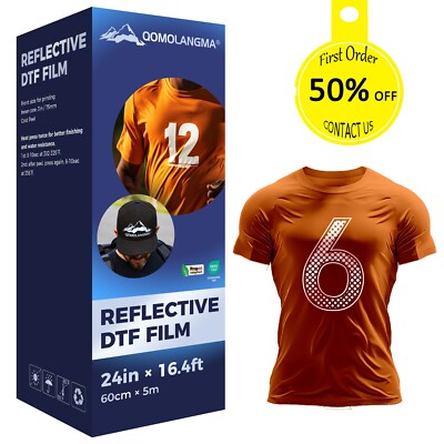 24in x 16.4ft Reflective DTF Transfer Film Roll, Cold Peel Special DTF PET Film
