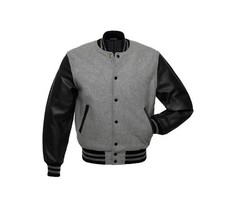 Plain custom men black varsity jackets baseball jacket With Leather Sleeves