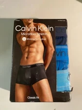 Calvin Klein Men's 3-Pack Size XXL Classic Fit Microfiber Stretch Low Rise Trunk