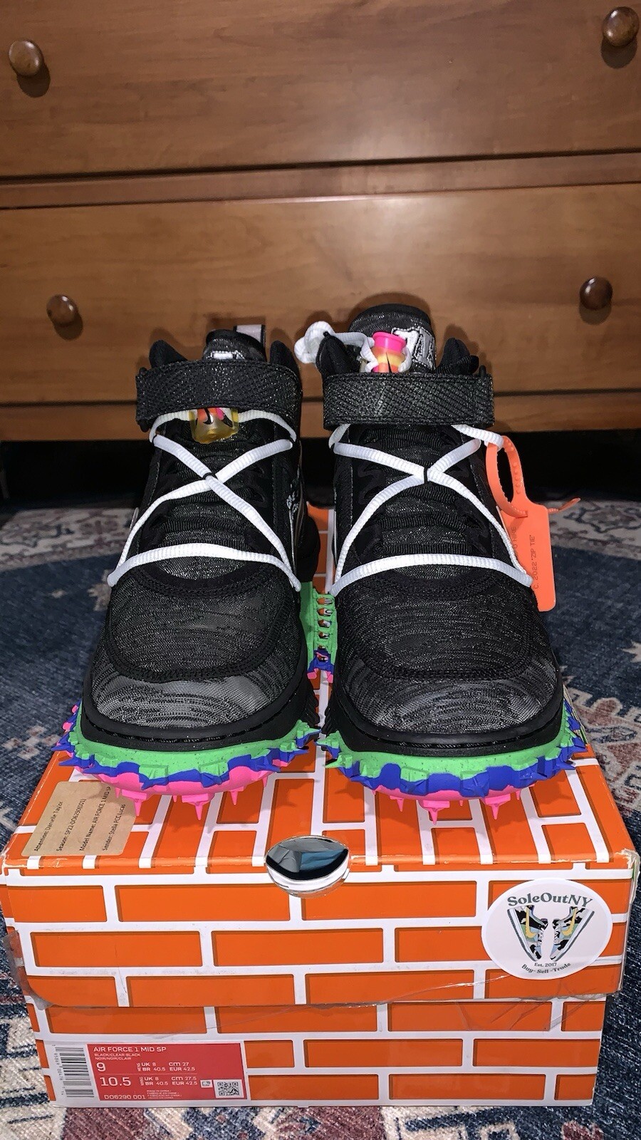 OFF WHITE X NIKE Nuovissime Taglia 9 CAMPIONE 2022 Off White x Nike Air Force 1 Mid Black