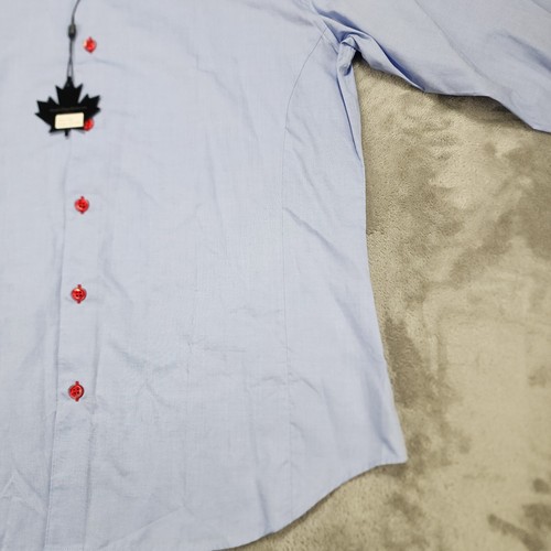 Jared Lang Shirt Mens XXL Blue Solid Long Sleeve Button Up Flip Cuff - Picture 8 of 15